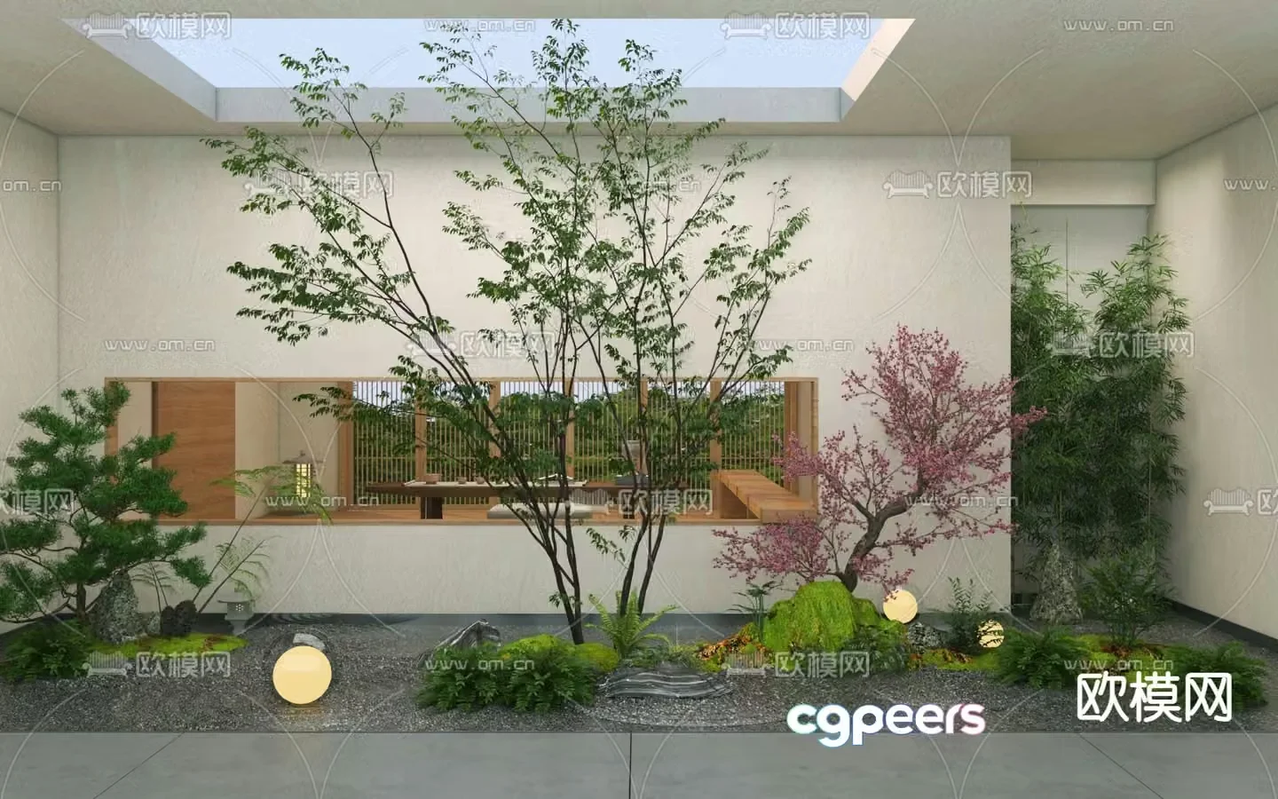 Modern garden landscaping landscape sketch 3d model