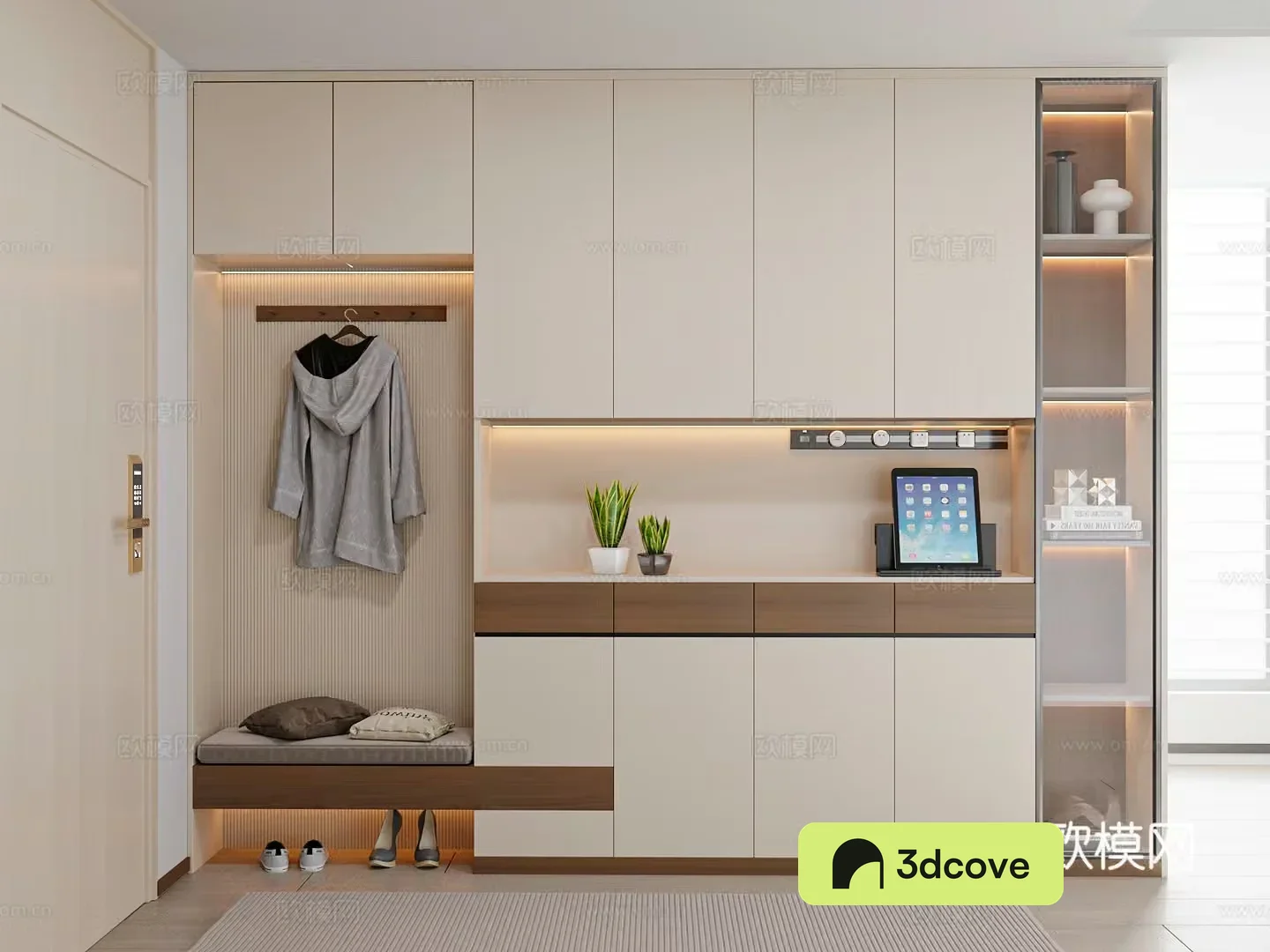 Modern cream style porch shoe cabinet