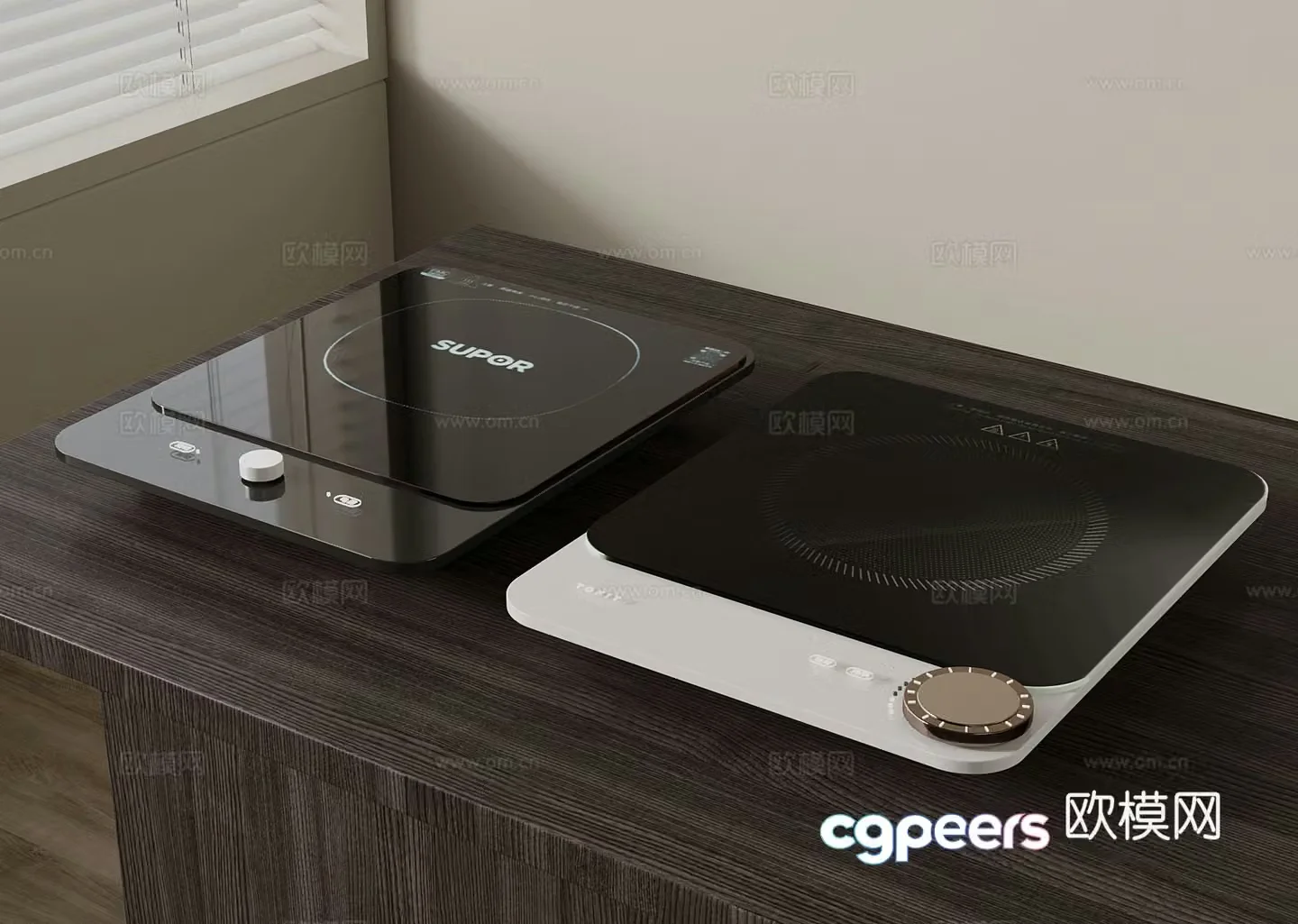Modern intelligent induction cooker 3D model