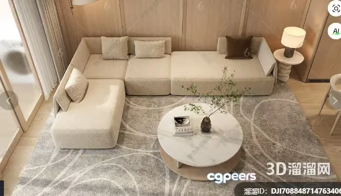 Modern Living Room 3D Model – 19022 – CORONA Render