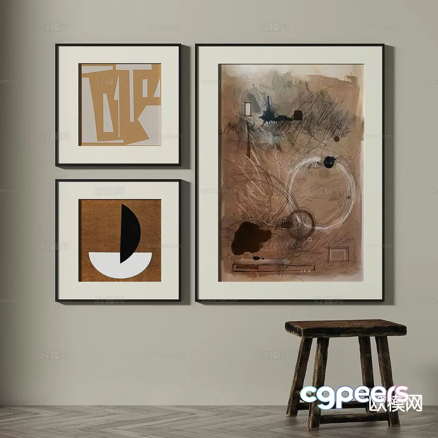 Medieval style hanging painting decorative painting 3d model