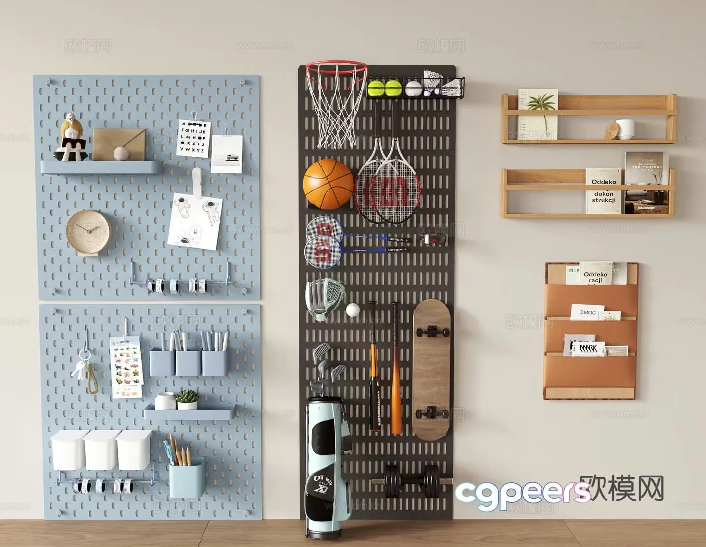 Modern hole board pendant wall decoration shelf wall decoration 3d model
