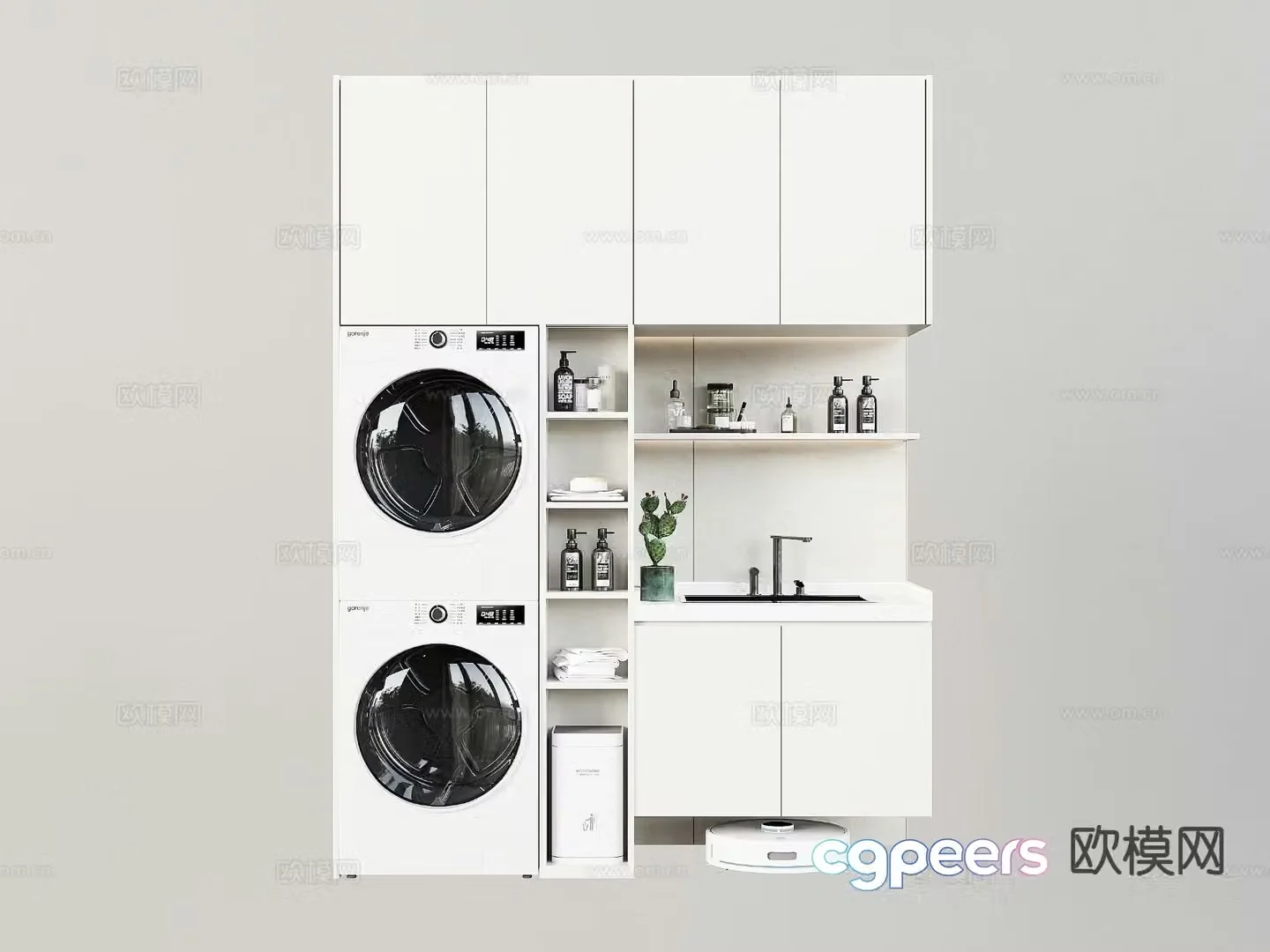 Modern balcony cabinet laundry cabinet 3d model