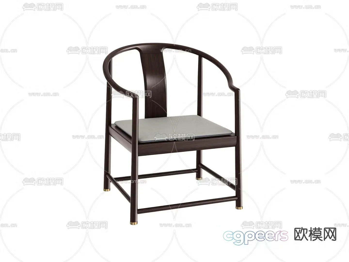 New Chinese style single chair wooden chair dining chair 3d model