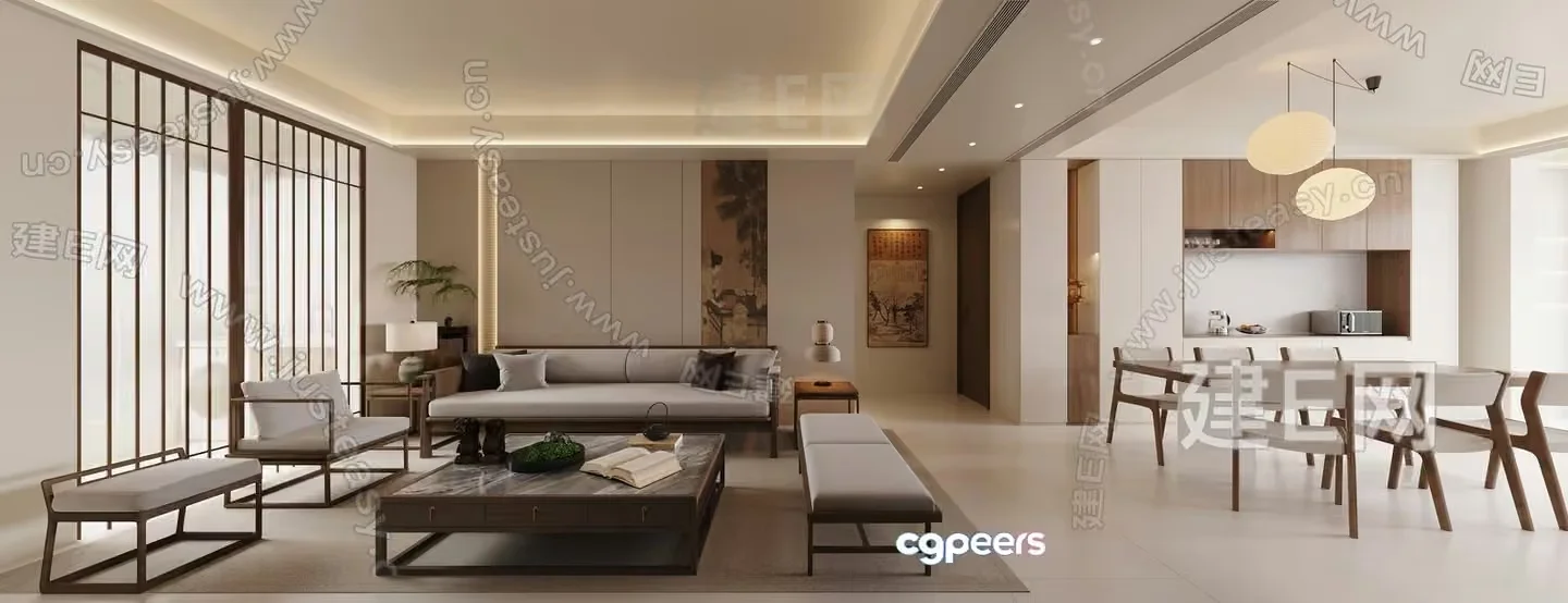 Modern Living Room 3D Model – 5152 – VRAY Render