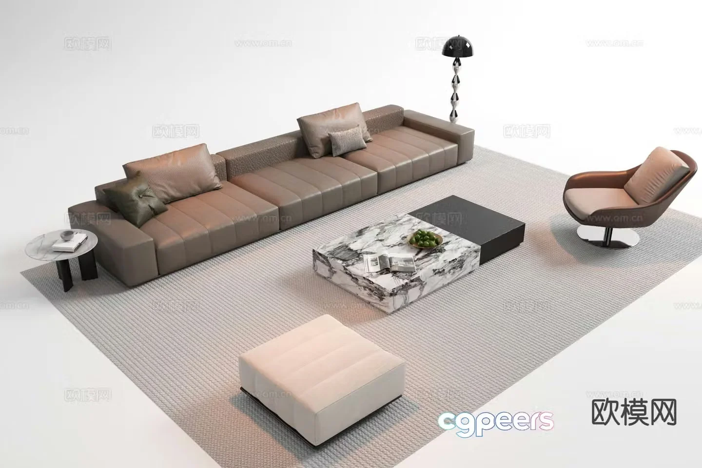Italian sectional sofa 3d model
