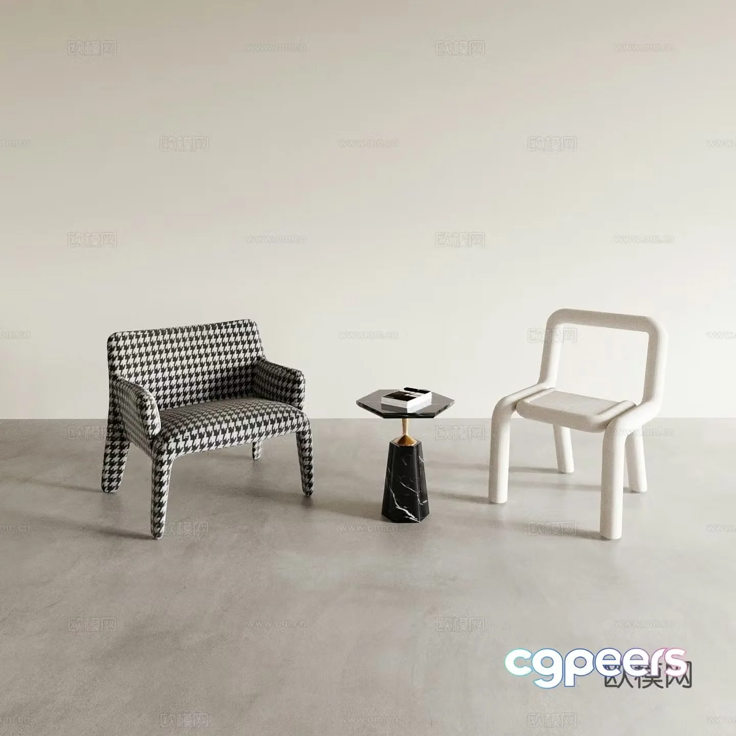 Modern chair corner table leisure chair 3d model