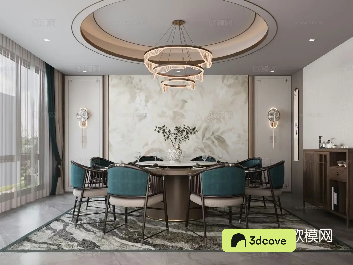 New Chinese restaurant private room round table restaurant tableware
