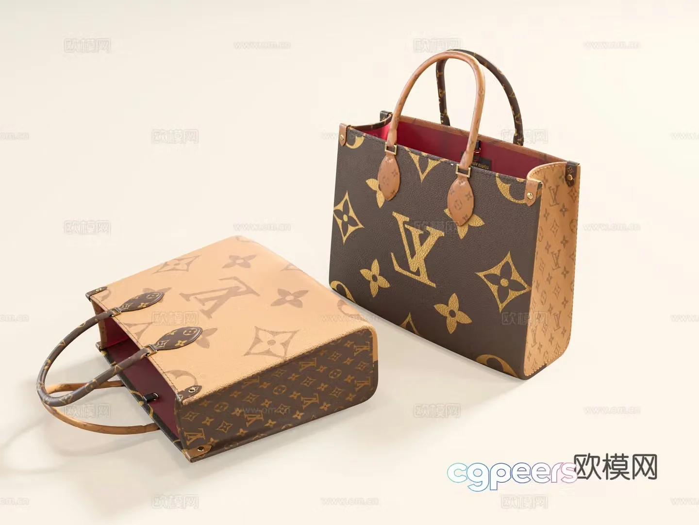 lV bag Louis Vuitton women’s bag lv brown women’s bag bag light luxury women’s bag Tote old 3D model