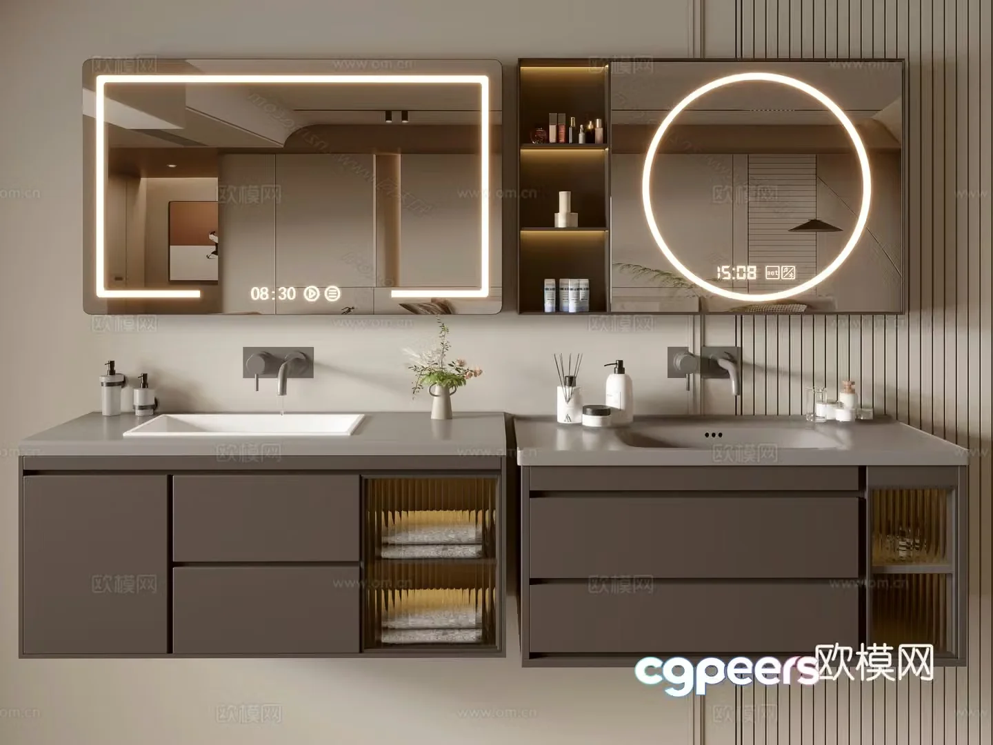 Modern bathroom cabinet bathroom basin bathroom ornaments mirror cabinet sink 3d model