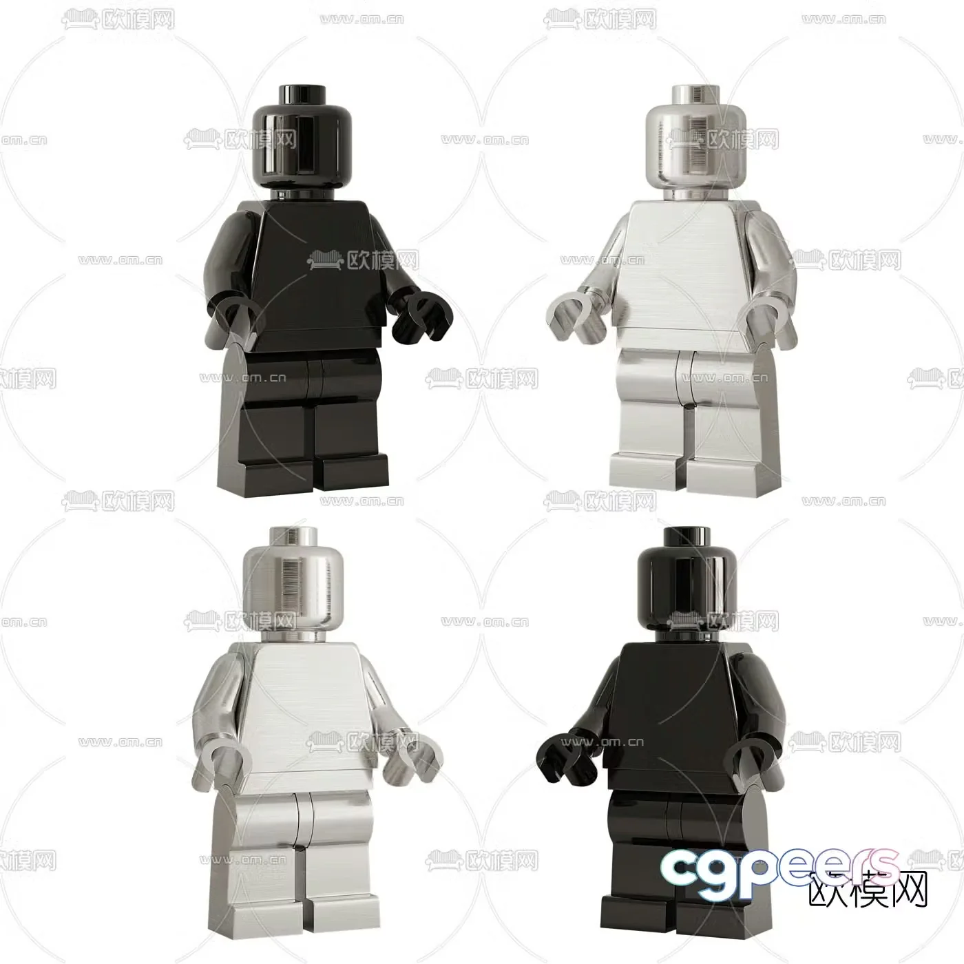 Modern building block man toy 3d model