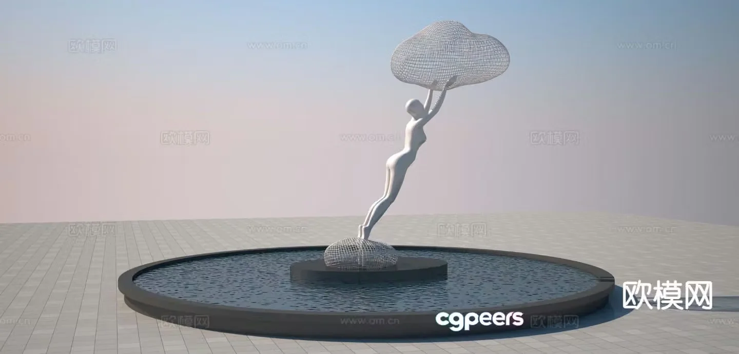 Woven cloud sculpture figure sculpture 3d model