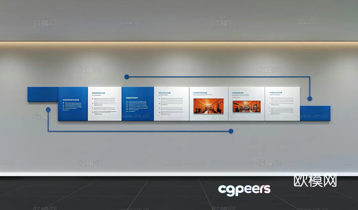 Modern corporate culture wall Office background wall Corridor Promotional column Slogan Slogan Corporate style 3D model