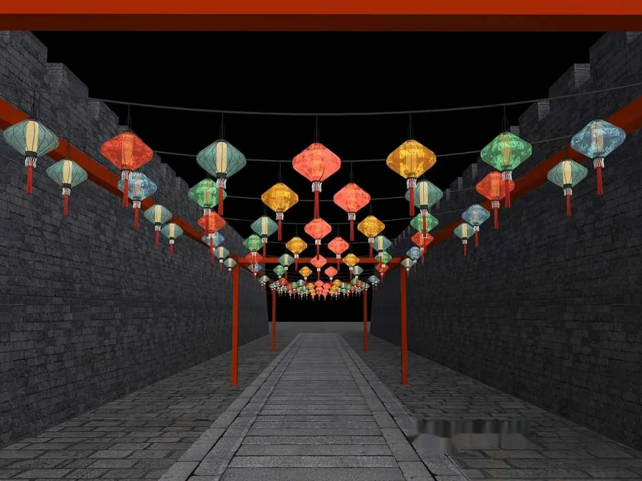 Chinese Lanterns 3D Model – 8378 – VRAY Render