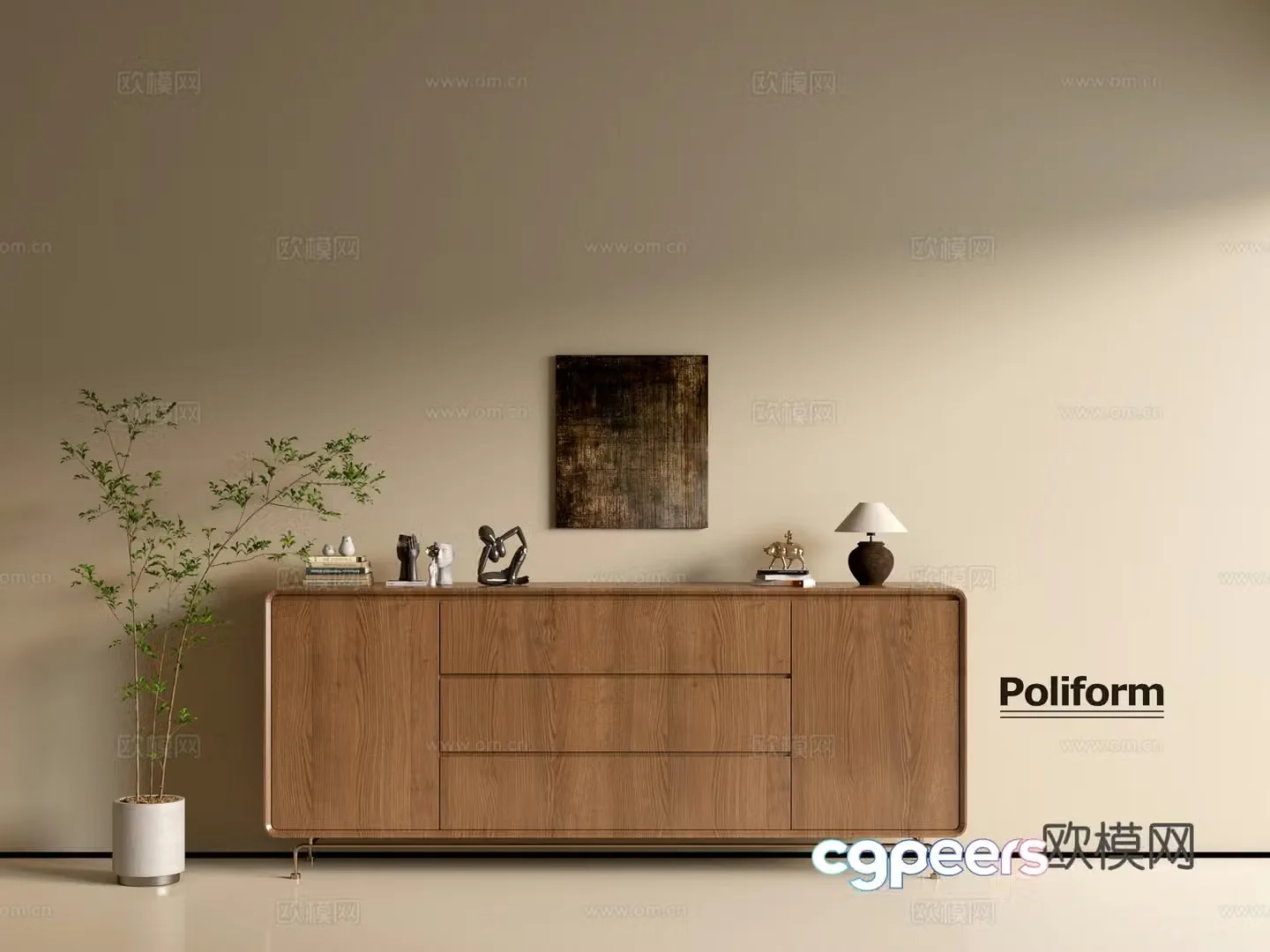 Modern wood grain cabinet ins wind minimalist wind cabinet whole cabinet sideboard balcony cabinet storage 3D model