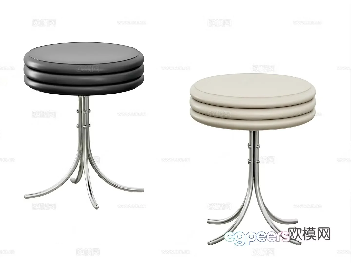 Modern cream style dressing stool leather stool metal stool 3d model