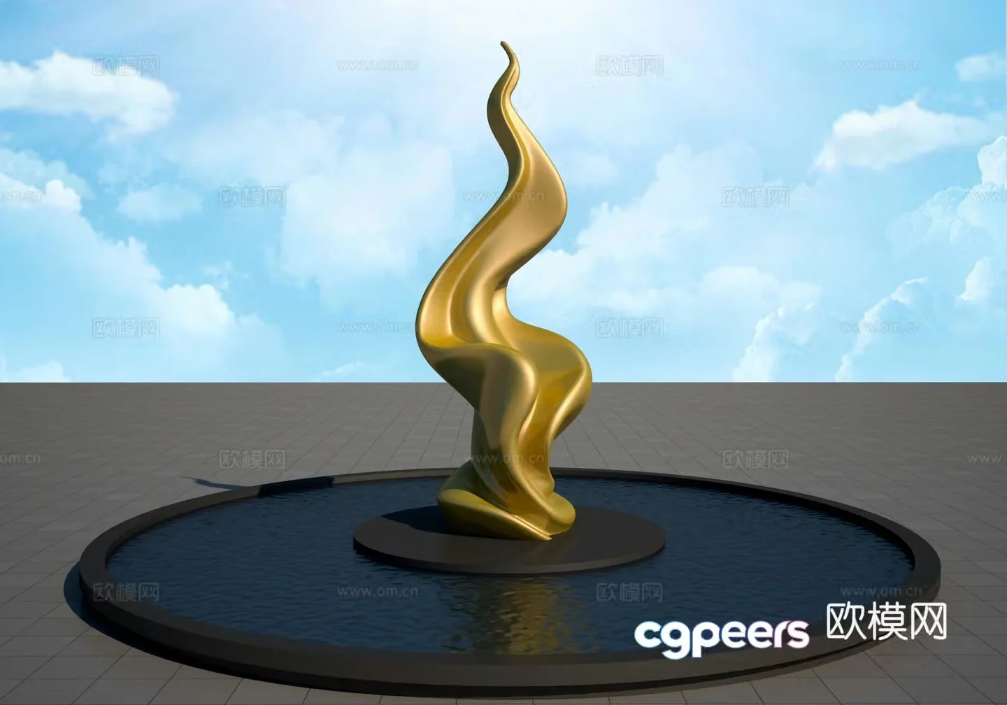 Golden flame 3d model