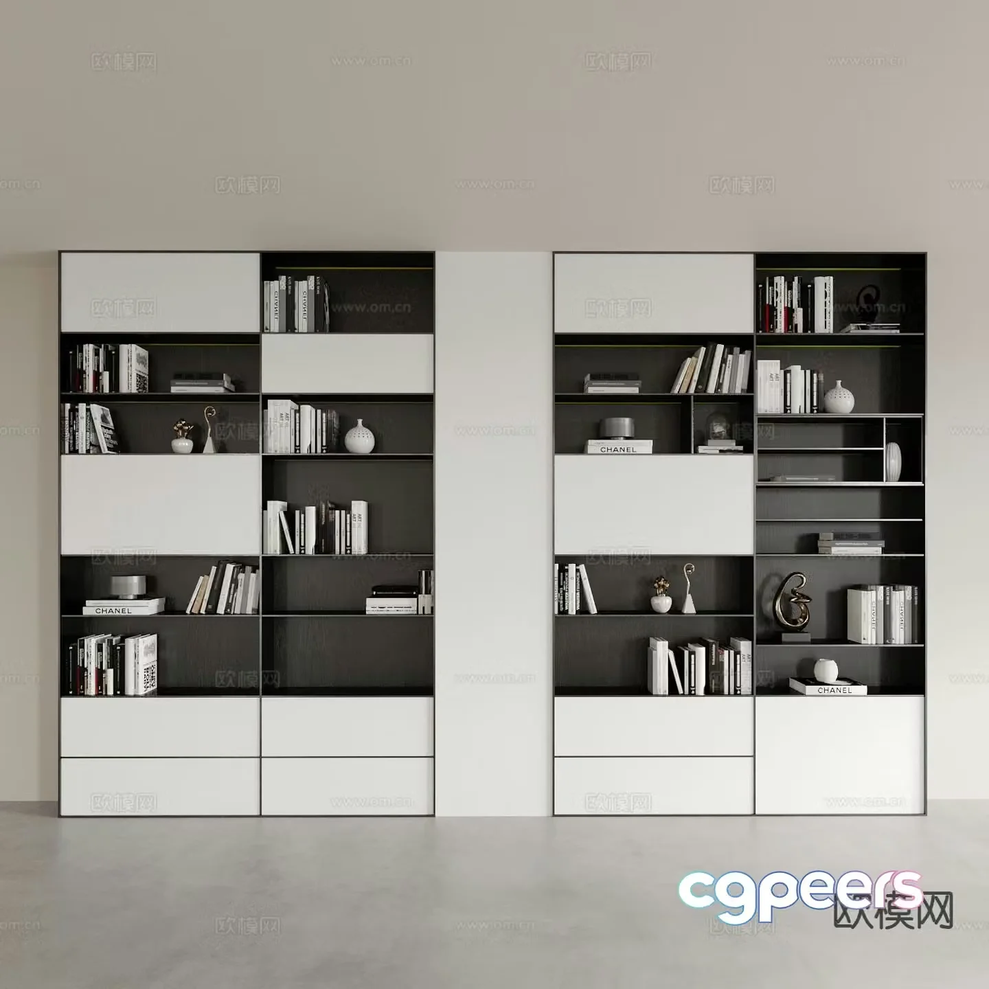 Modern bookcase bookshelf 3d model