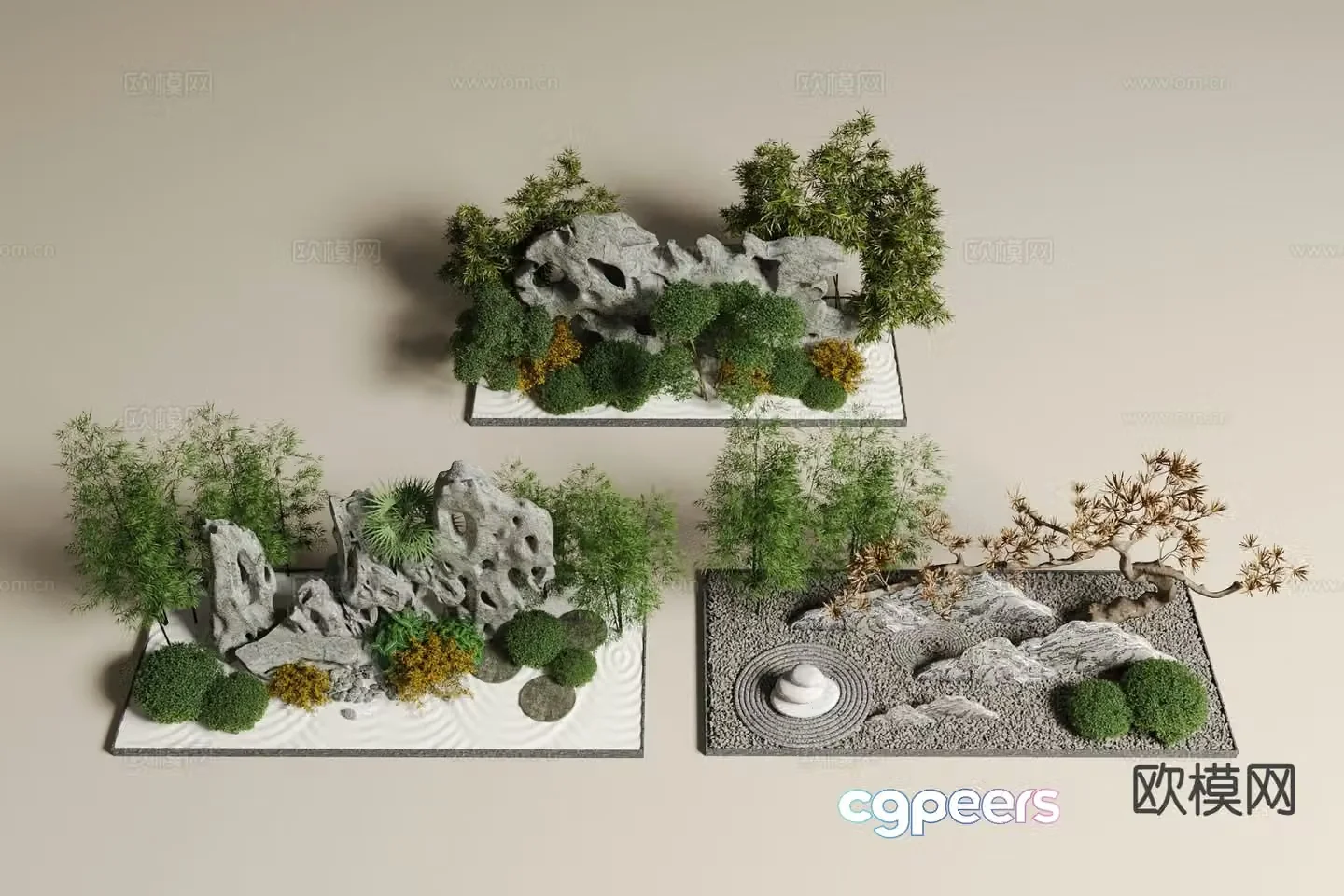 Rockery waterscape courtyard landscape sketch 3D model