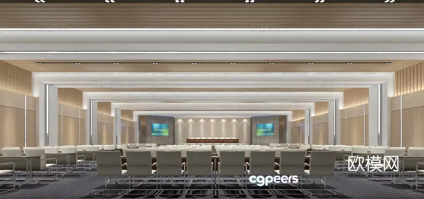 Modern large conference room multi-purpose hall 3D model