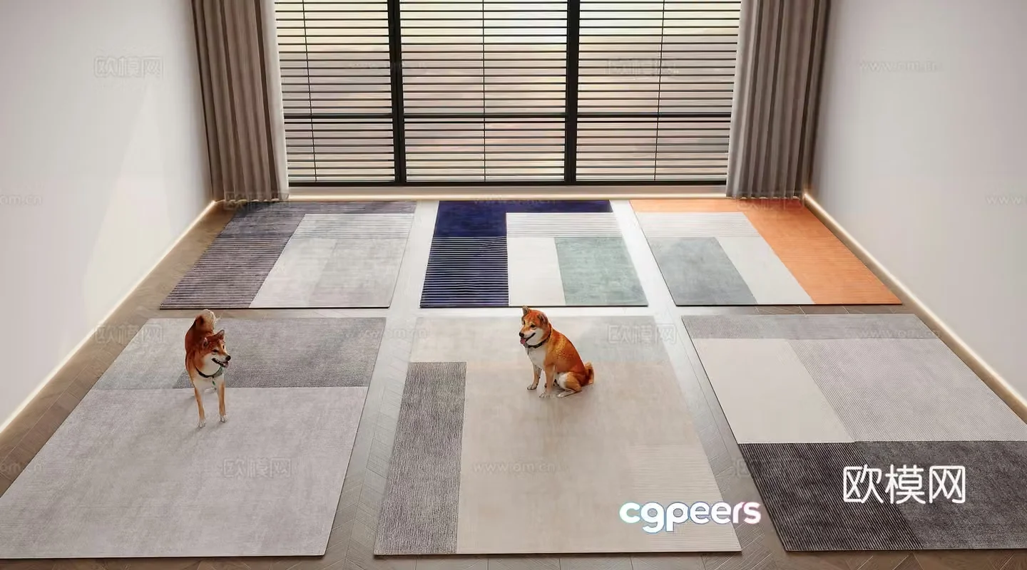 Modern carpet square rug 3d model