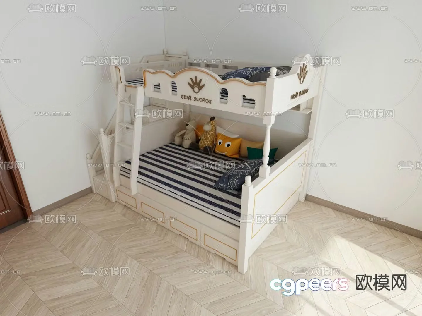 Modern children’s bed bunk bed bunk bed 3d model