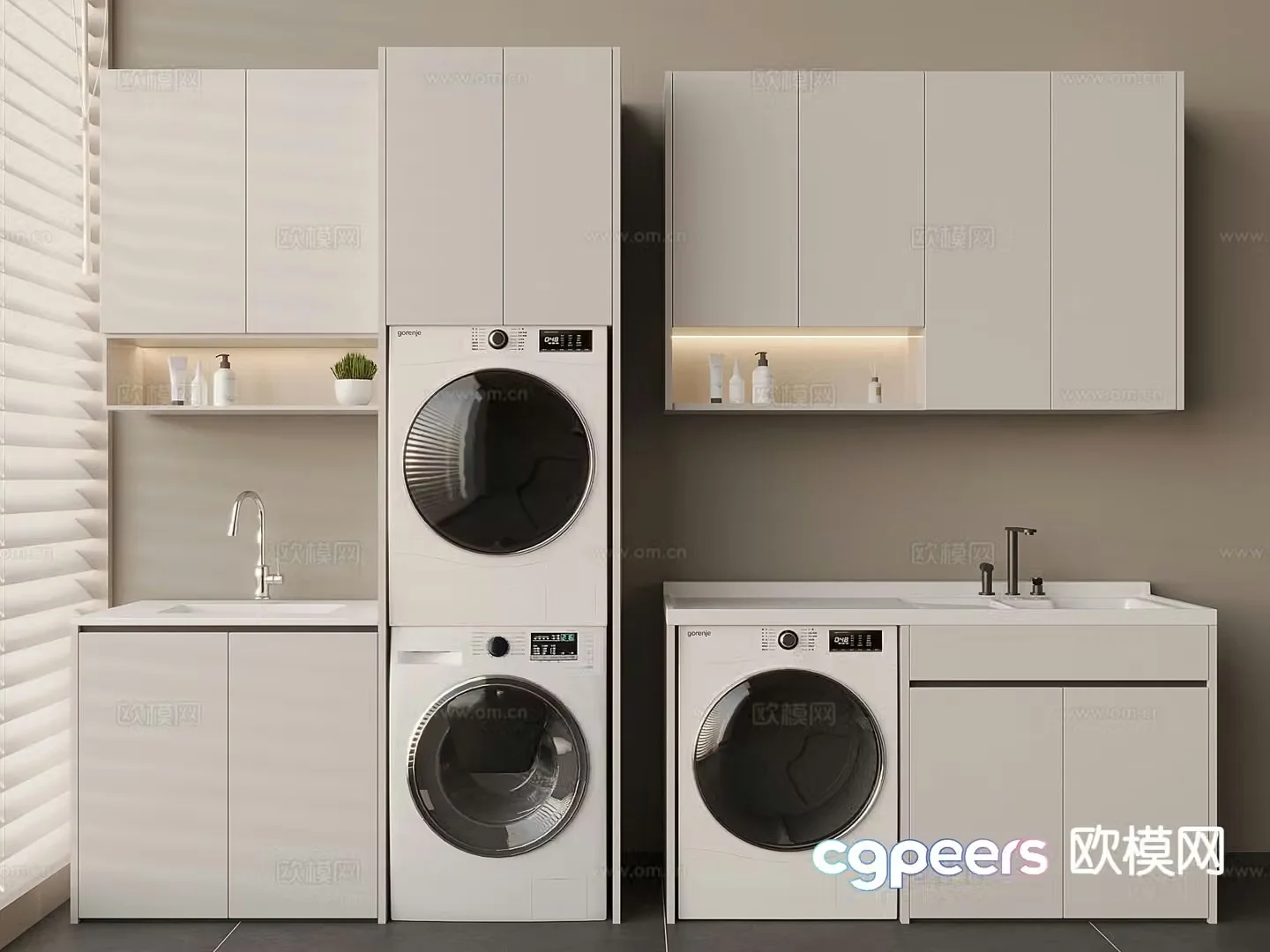 Modern balcony cabinet washing machine cabinet 3d model