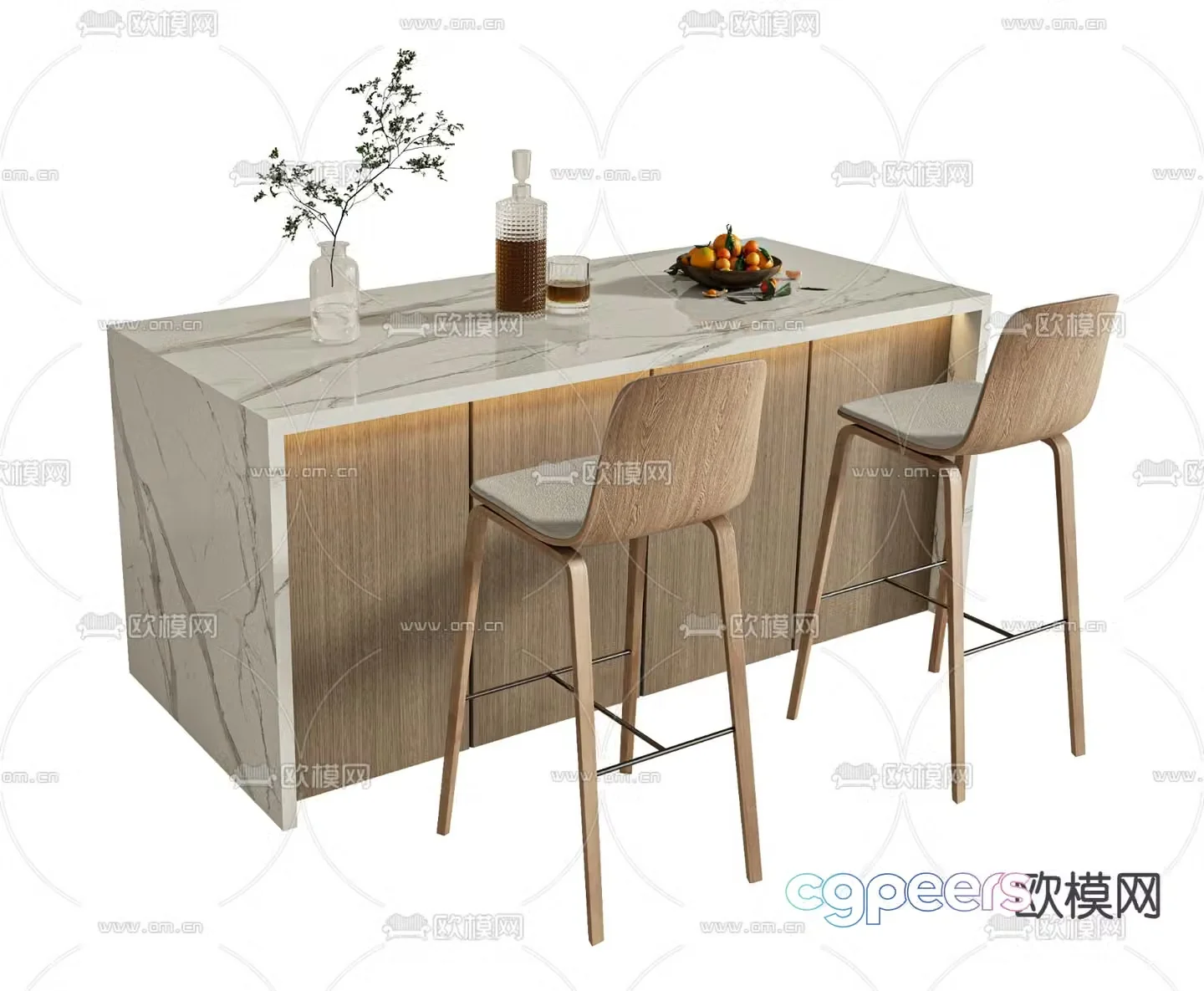 Wabi Sabi bar bar chair 3d model