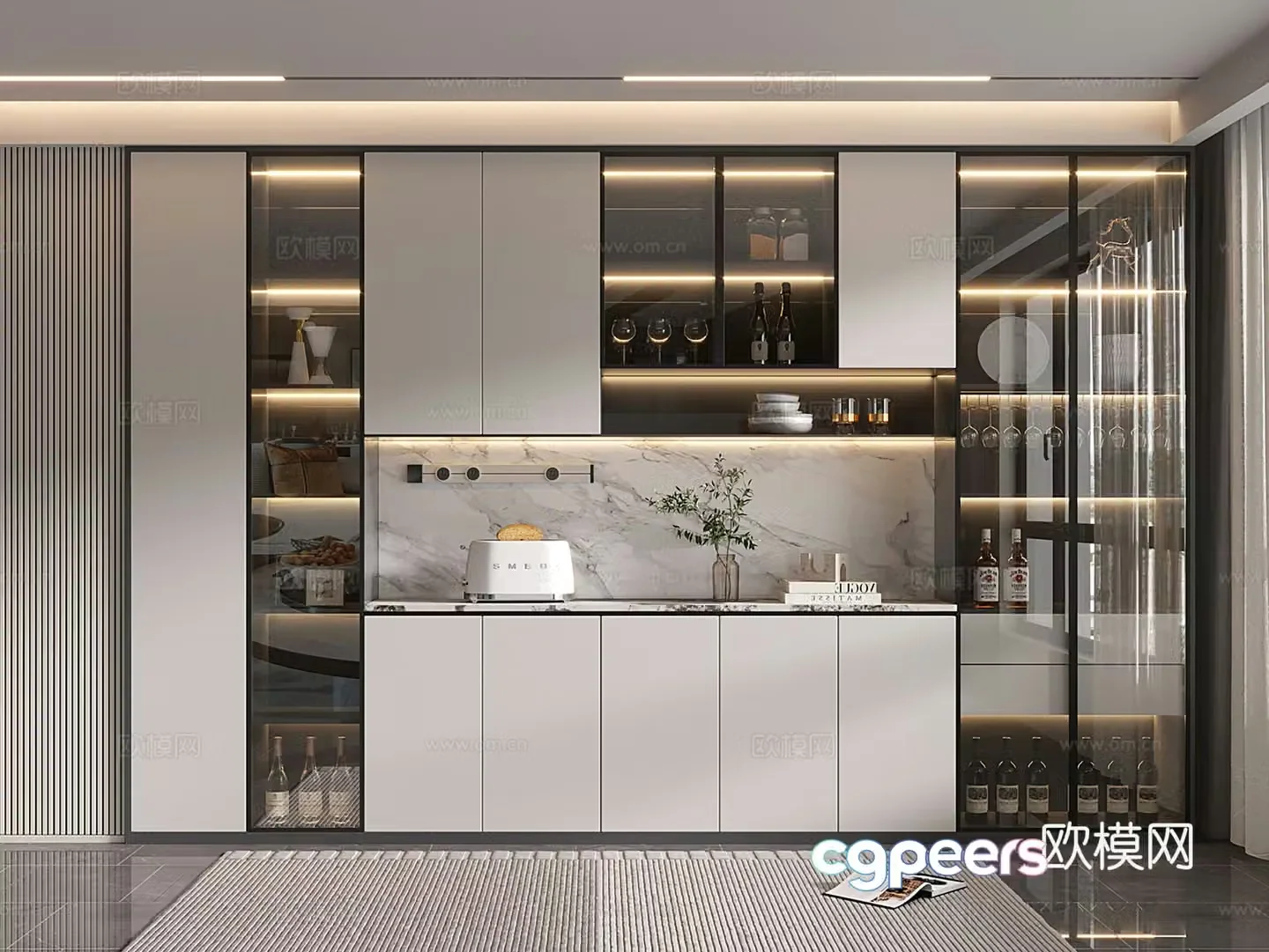 Modern wine cabinet side wine cabinet 3d model