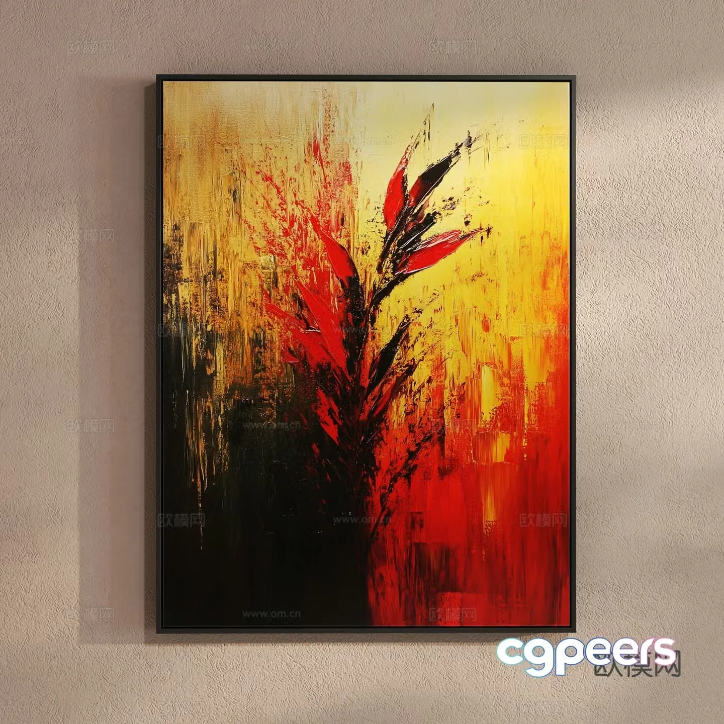 Modern abstract painting oil painting decorative painting 3d model