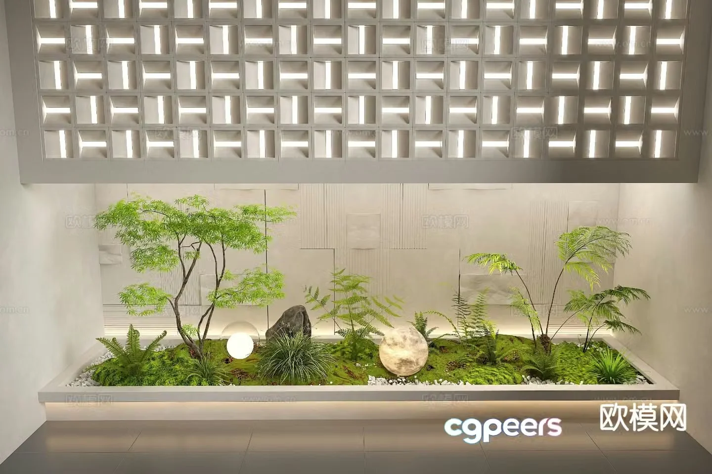 Indoor landscape plant pile landscape green plants 3d model