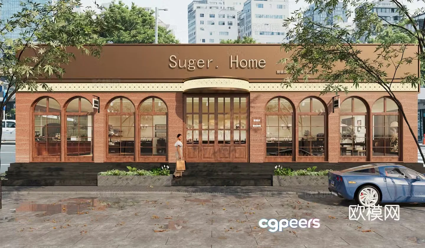 French Western Restaurant Portal Head Western Restaurant Appearance Western Restaurant Facade French Western Restaurant Cafe 3D Model