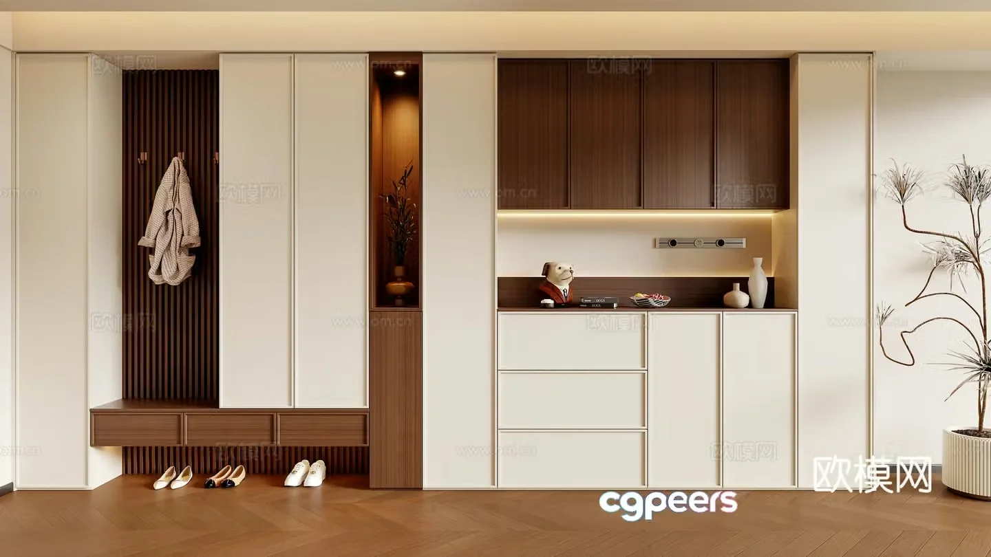 Cream-Mid-style shoe cabinet sideboard home-entry shoe cabinet sideboard shoe cabinet sideboard shoe cabinet wine cabinet 3D model