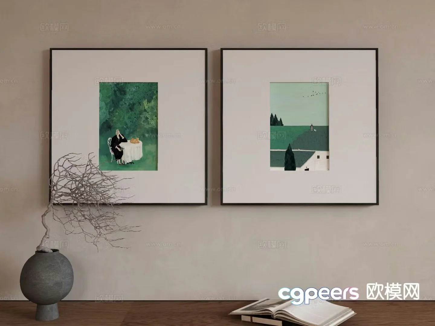 Modern art painting decorative painting 3d model