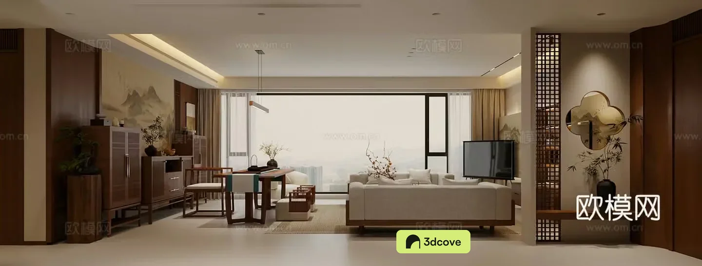 New Chinese style Song style aesthetics Living and dining room