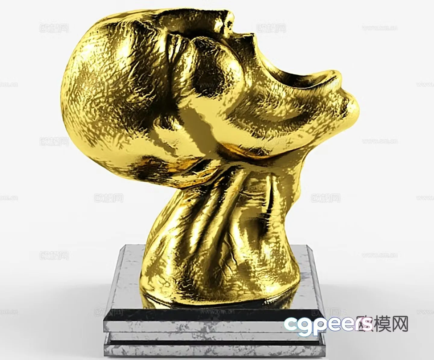 Jewelry ornaments Gold Head Statue 3D Model
