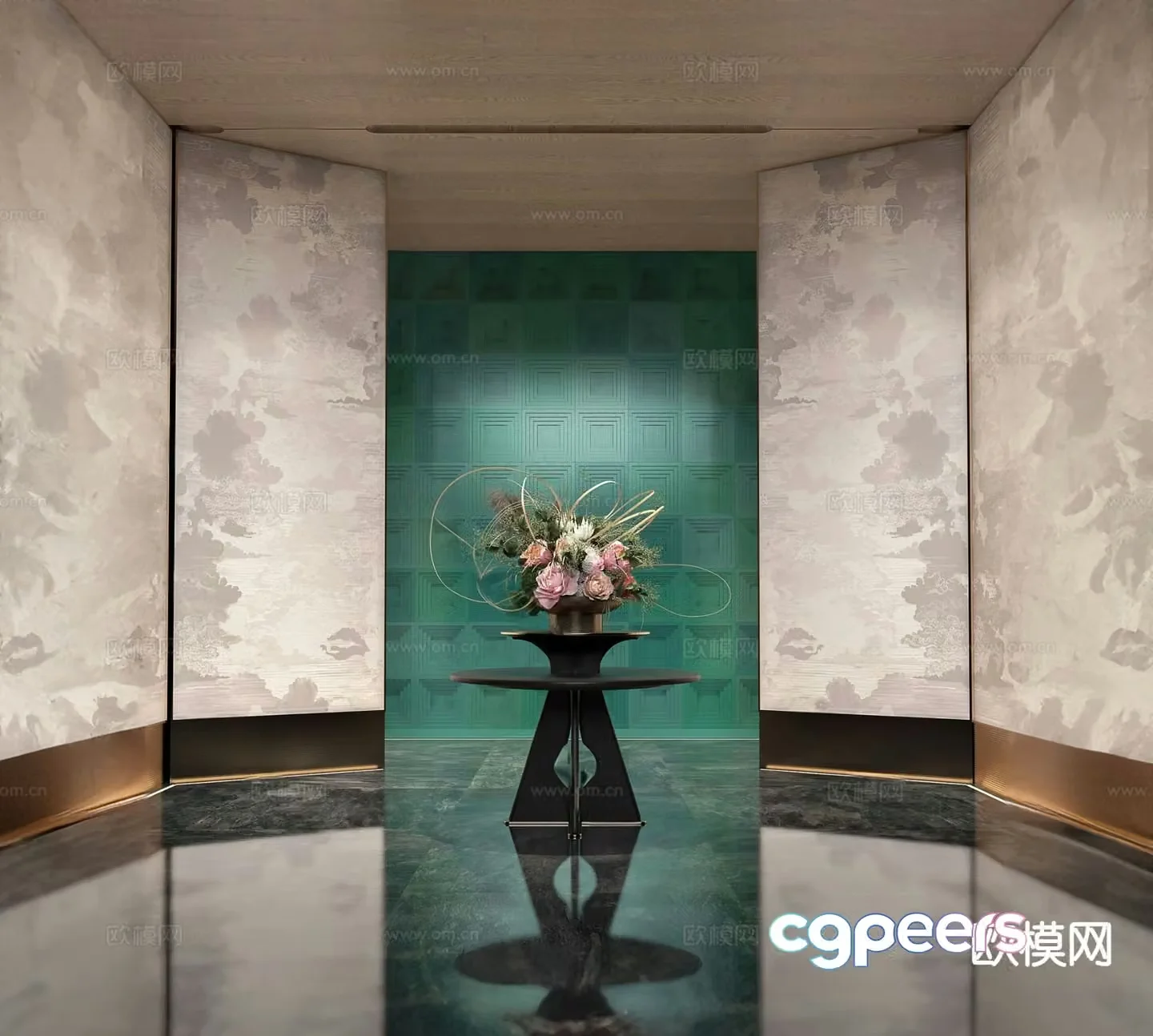New Chinese style end viewing platform 3D model