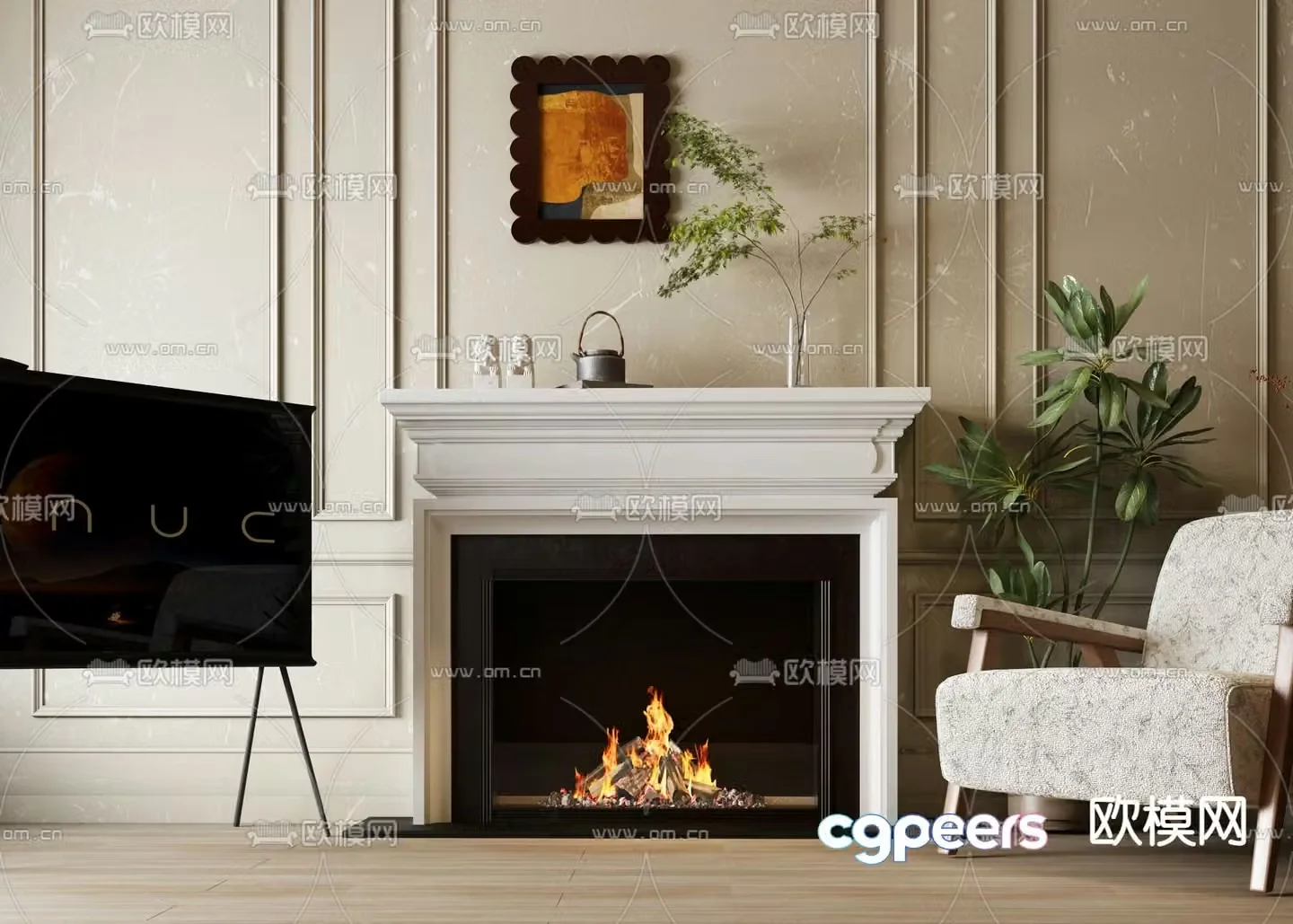 American fireplace 3d model