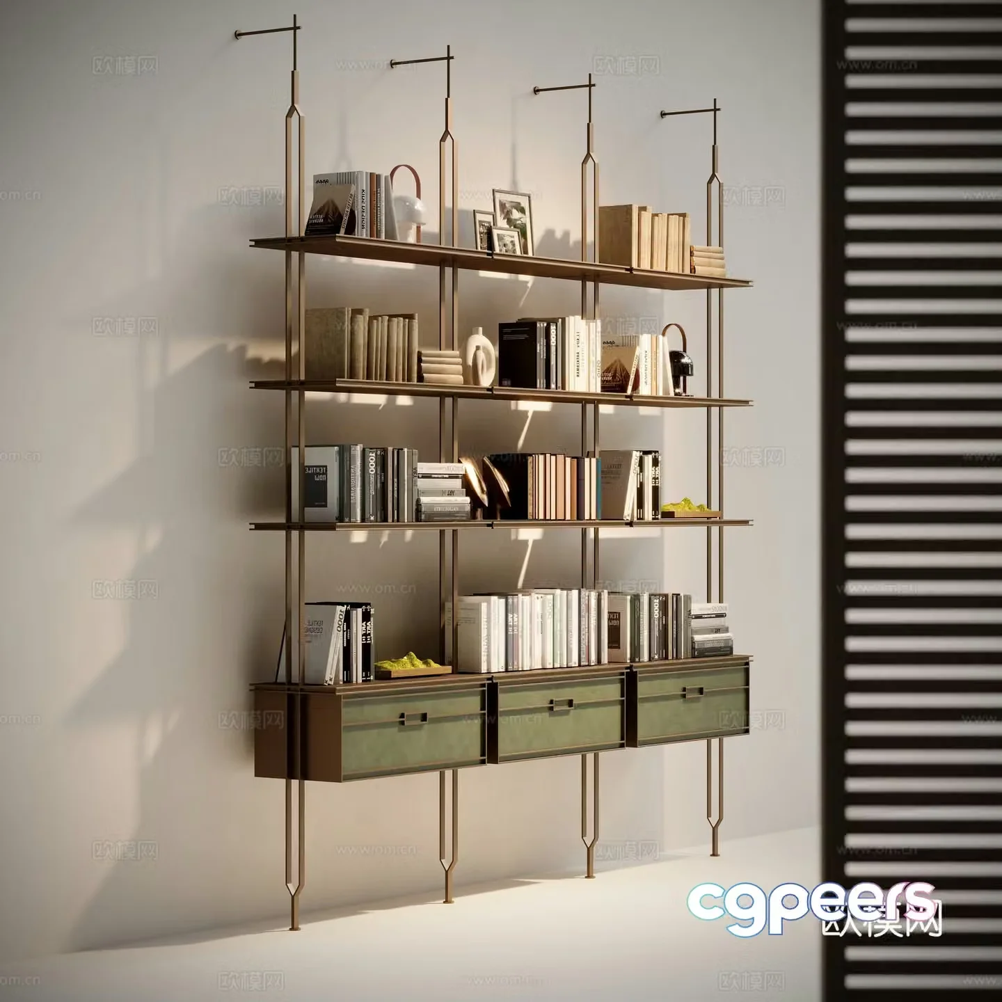 Modern bookshelf 3d model
