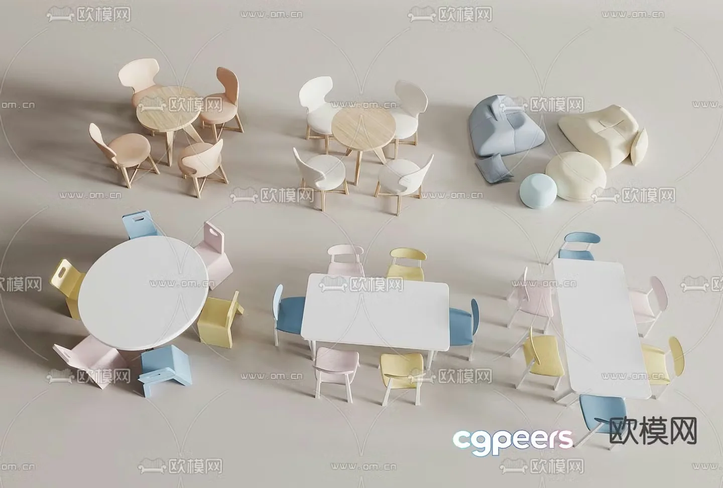 Desk children’s desk and chair 3d model