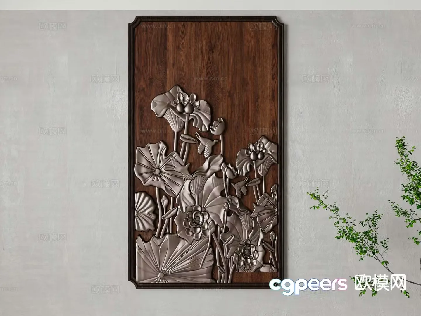 New Chinese style wall decoration carved hanging decoration 3D model