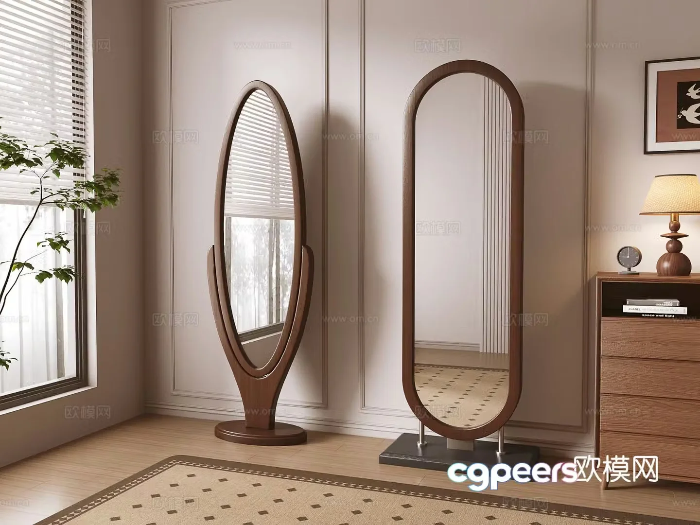 Medieval style full-length mirror floor mirror mirror 3d model