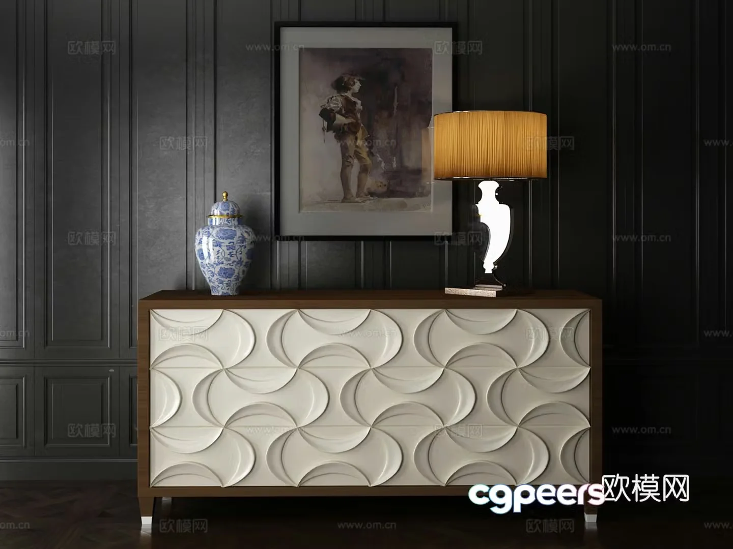 New Chinese style decorative cabinet combination 3D model