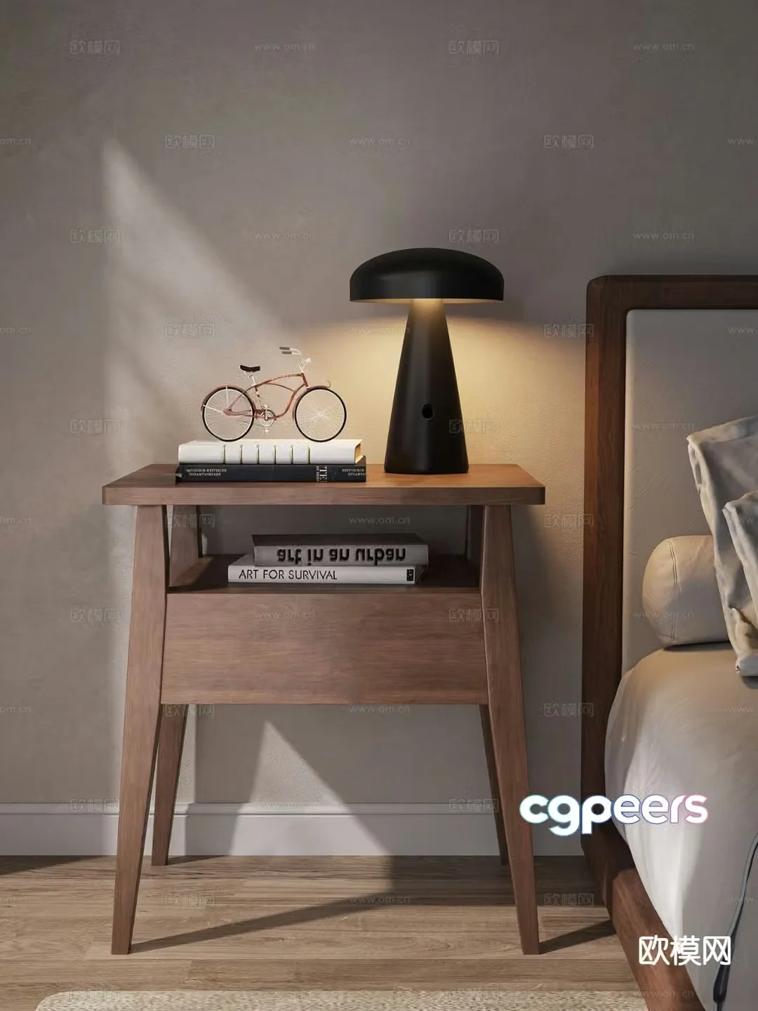 New Chinese style bedside table 3d model