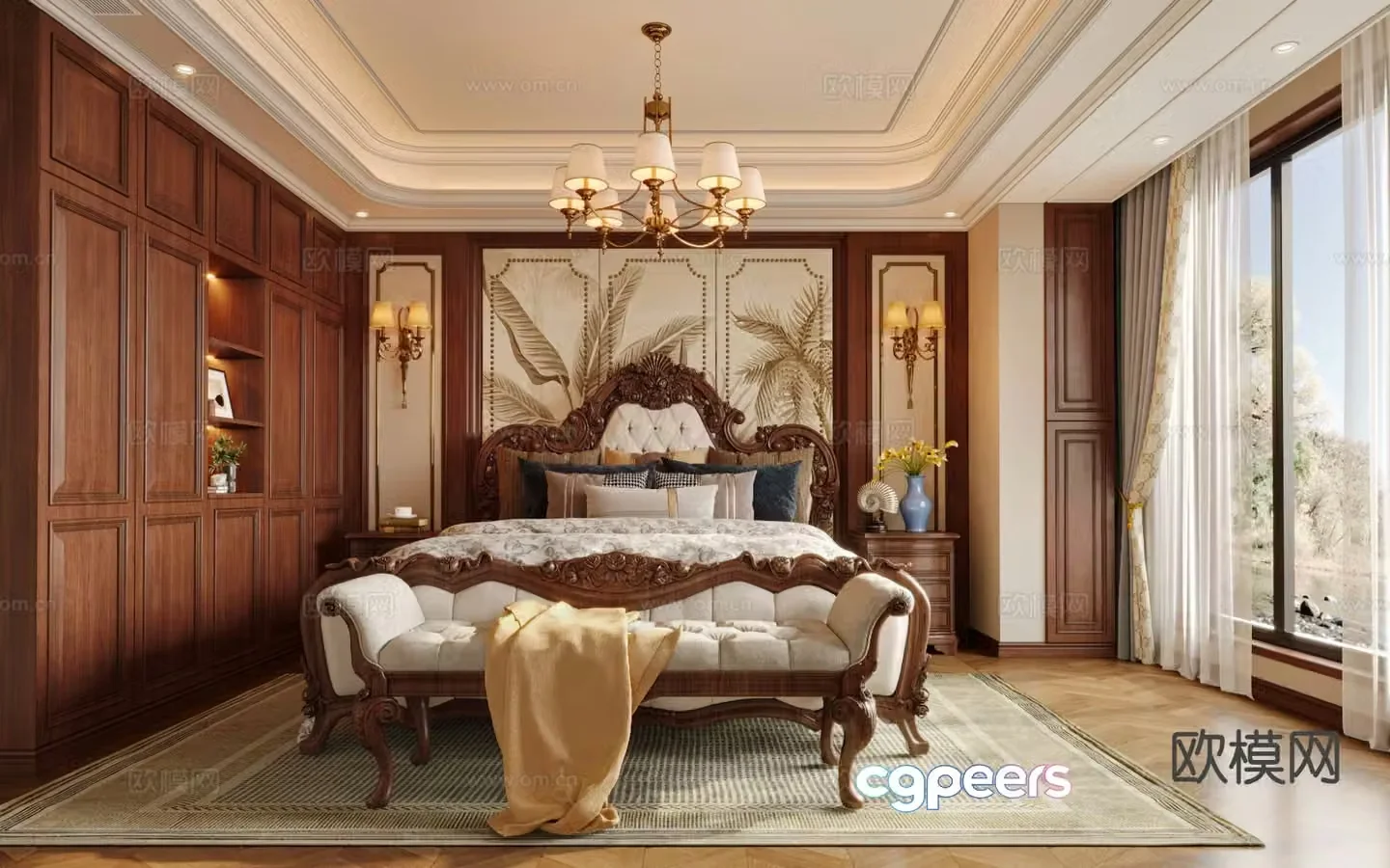 American style bedroom master bedroom 3d model