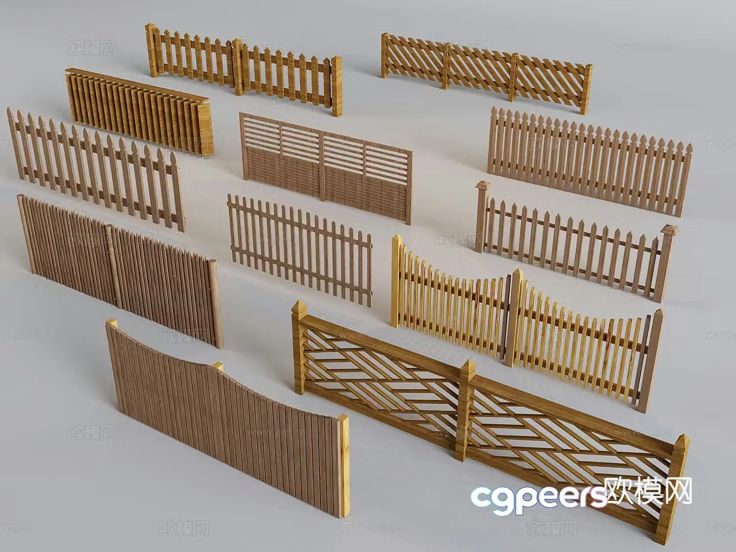 Middle-aged fence guardrail Solid wood railing fence garden fence 3D model