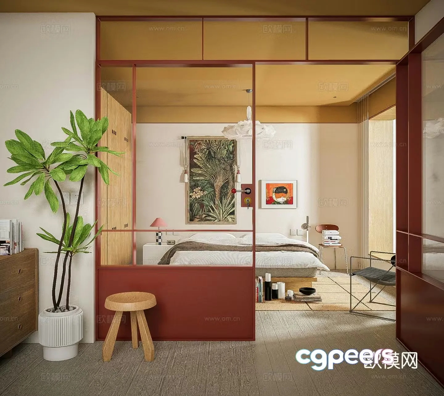 Medieval style bedroom retro bedroom Bauhaus bedroom 3d model