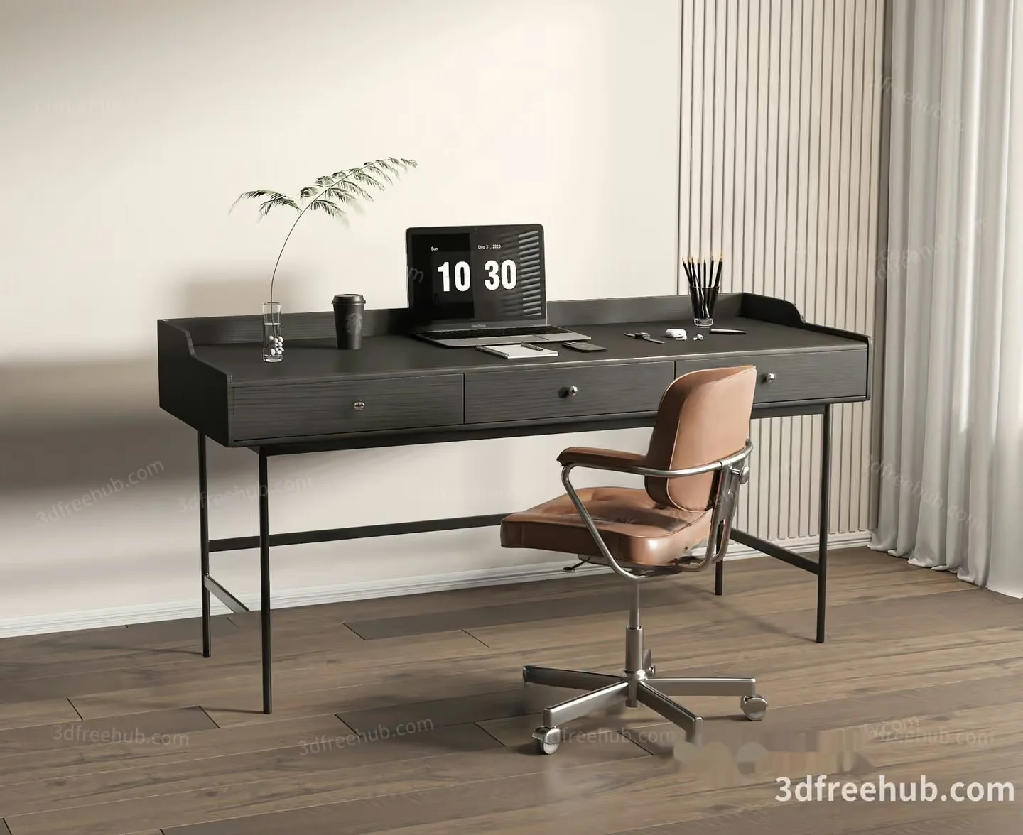Modern Home Office Setup 3D Model – 18536 – VRAY Render