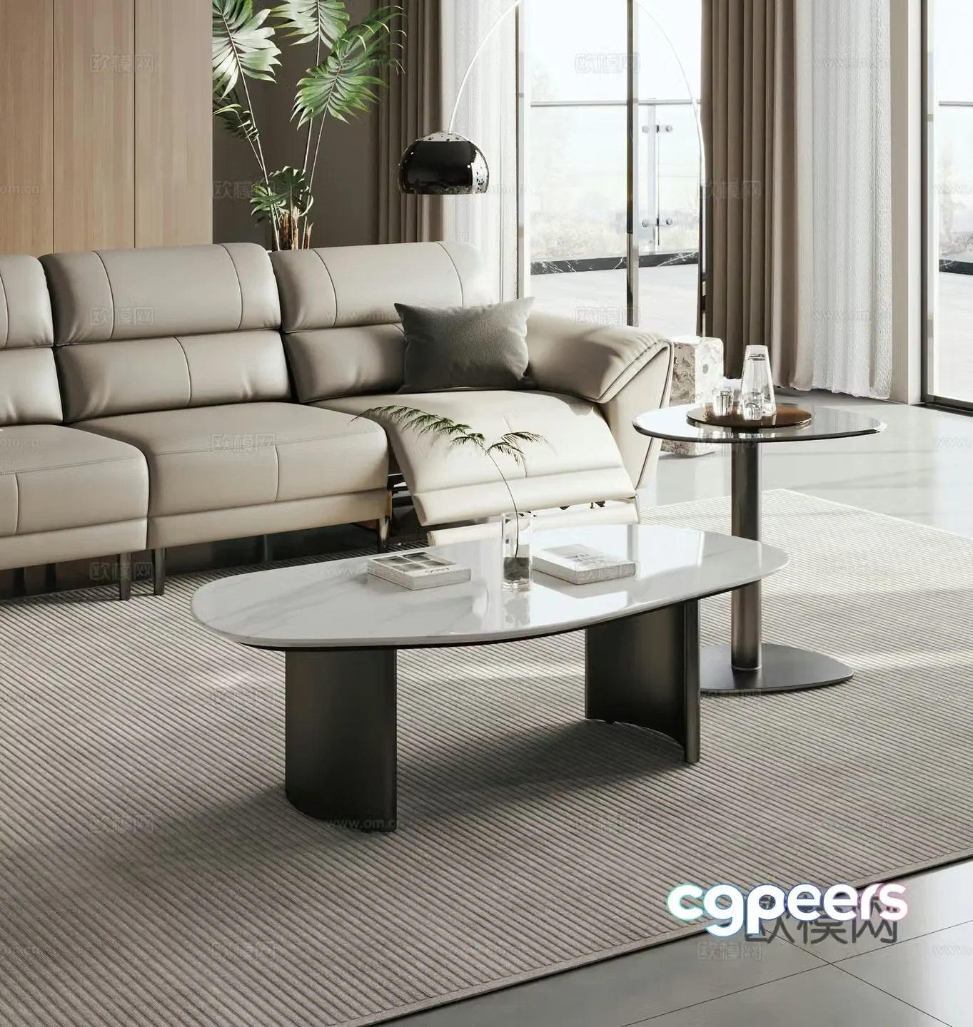 Modern simple coffee table side table Italian minimalist coffee table side table 3D model
