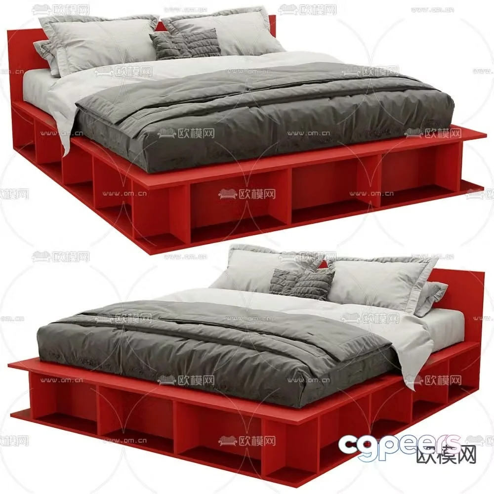 Modern double bed 3d model